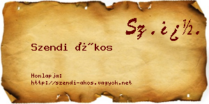 Szendi Ákos névjegykártya